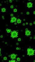 neon grön virus sjukvård flyga genom rörelse bakgrund övergång video