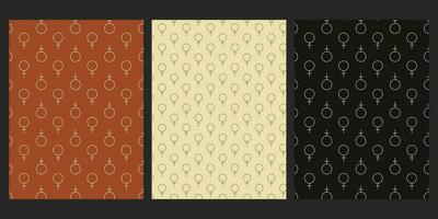 Collection of patterns with woman symbol. wallpapers, backgrounds. vector