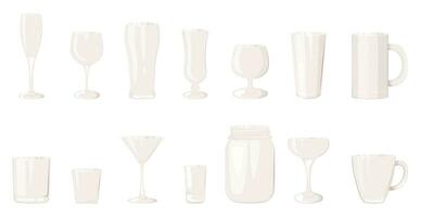 Cartoon empty glassware isolated on white vector