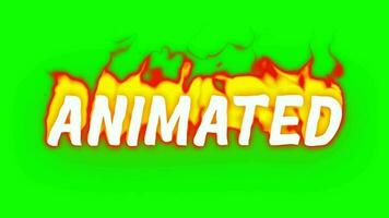 Word Animated in Fire Flame on a Green Background. Animated Burning or Engulf in Flames all Caps Text Fire. video