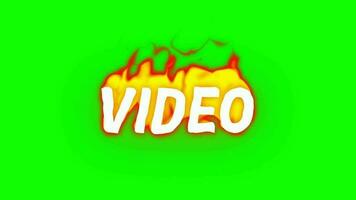 video fuoco testo animazione nel verde schermo. fuoco testo animazione nel verde sfondo.