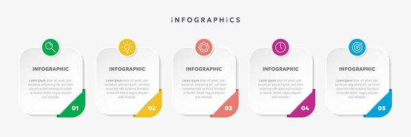 Modern business infographic template with 5 options or steps icons. vector