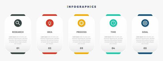 Modern business infographic template with 5 options or steps icons. vector