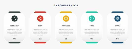 Modern business infographic template with 5 options or steps icons. vector