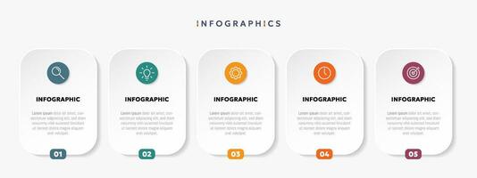 Modern business infographic template with 5 options or steps icons. vector