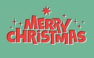 Merry Christmas lettering. Typography vector illustration. Vintage print effect.