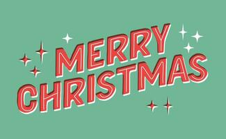 Merry Christmas lettering. Typography vector illustration. Vintage print effect.