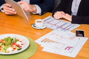 woman and man on business lunch photo