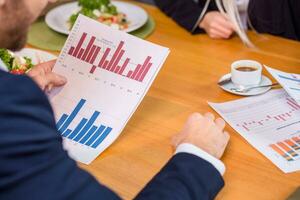 woman and man on business lunch photo