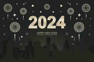 fondo de año nuevo 2023. diseño con silueta de ciudad. vector