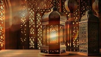 AI generated islamic lanterns in the dark video