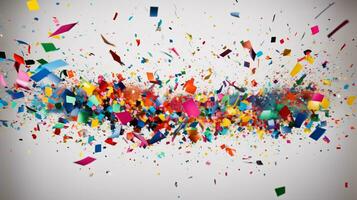 AI generated Exploding colored confetti burst for new years and celebration photo