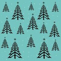 A Hand draw Christmas tree pattern design and snow vector pattern, winter trees and Chistmas trees with snow on isolated blue background concepts vector