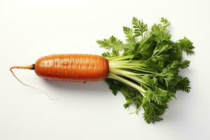 AI generated Realistic Photo Carrot with Leaves Isolated on White Background Generative AI