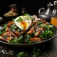 AI generated Party Spread with Chicken Caesar Salad Realistic Food Image Generative AI photo