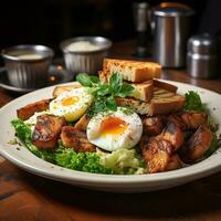 AI generated Ultimate Food Feast Chicken Caesar Salad with Fresh Vegetables Generative AI photo