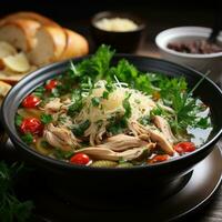 AI generated Ultimate Healthy Feast Realistic Chicken Soup Generative AI photo