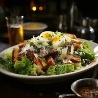 AI generated Fresh Vegetable Platter Realistic Chicken Caesar Salad Photo Generative AI