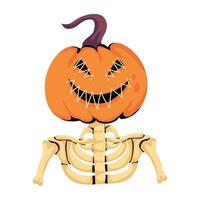 Trendy Pumpkin Skeleton vector