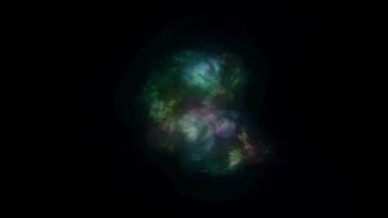 Multicolored energy looped glowing cosmic magical smoke dust futuristic bright background video