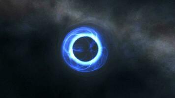 blauw blackhole in ruimte snel timelapse animatie achtergrond video