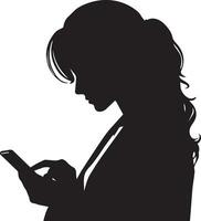 A woman stand with cell phone vector silhouette 10