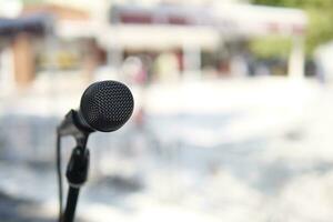 closeup of microphone with stanchion photo