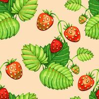 Seamless pattern with strawberry garden. Summer cottage core digital paper, fabric design photo