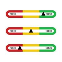 Indicator bar good and poor for business isolated. Vector metering high level, maximum and minimum illustration