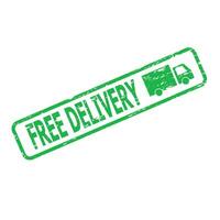Green rubber stamp free delivery cargo. Free shipping goods and purchase. Vector illustration