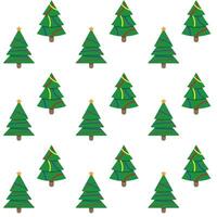 Seamless pattern evergreen tree to new year and christmas holiday. Vector xmas firtree and illustration tree with colored bauble