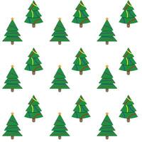 Seamless pattern evergreen tree to new year and christmas holiday. Vector xmas firtree and illustration tree with colored bauble