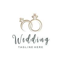 Boda diseño logo con un maravilloso diamante concepto vector