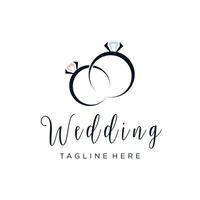 Wedding design logo with a stunning diamond concept vector