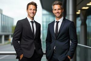 AI generated Portrait of two confident and successful businessman photo