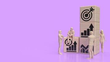 The man figure and wood cube for Business concept 3d rendering. photo