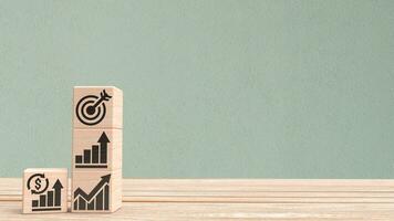The man figure and wood cube for Business concept 3d rendering. photo