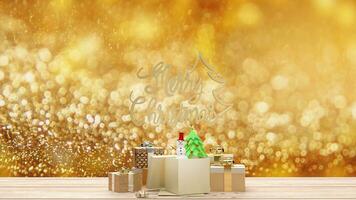 The Gold text and gift box for Christmas or Holiday concept 3d rendering photo