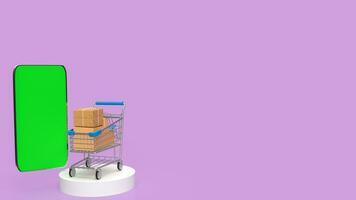 The mobile and shopping cart for online Business 3d rendering. photo