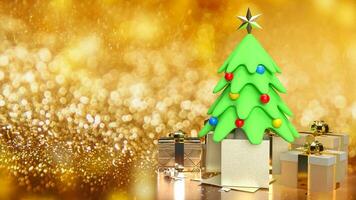 The Christmas tree and gift box for celebrate or holiday concept 3d rendering photo