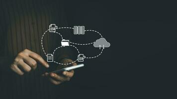 Document Management System, Online document database management, Organization document Organized, automated processes to manage files, ERP enterprise efficient, business technology. photo