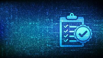 Regulation Compliance icon made with binary code. Reg Tech financial control background. Compliance rules. Law regulation policy. Digital code matrix background with digits 1.0. Vector Illustration.