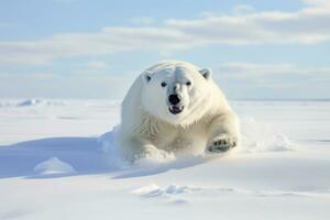 ai generado hielo nieve polar fauna silvestre maritimus animal Canadá salvaje mamífero ursus azul depredador ártico foto
