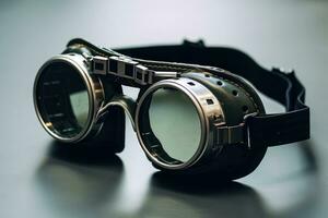 ai generado óptico antiguo visión antiguo lentes retro lente vaso fotografía Clásico negro tecnología foto