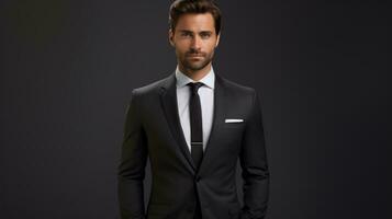 AI Generated Fashionable young handsome male professional person attractive caucasian suit portrait photo