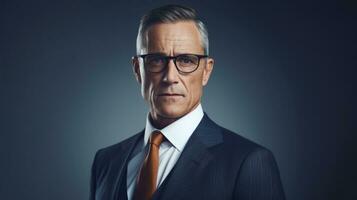 AI Generated Fashion man male glasses horizontal portrait person businessman confidence mature photo