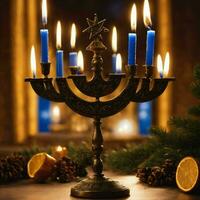 AI generated concept of of jewish religious holiday hanukkah with ai generated photo