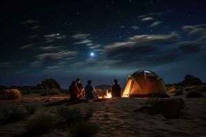 AI Generated Stars nature night tourist tourism campfire travel camp lifestyle hiking starry holiday photo