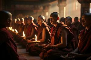 AI Generated Prayer person buddhist faith asian monastery travel asia pray religion religious photo