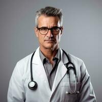 AI Generated Physician medicine male person occupation doctor expertise portrait white mature clinic photo